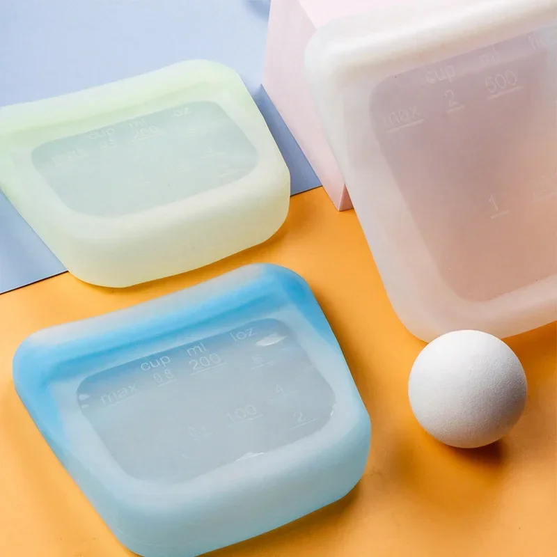 Silicone Food Storage Containers Reusable Stand Up Zip Shut Bag Cup Fresh Bag Food Storage Bag Fresh Wrap Leakproof Containers