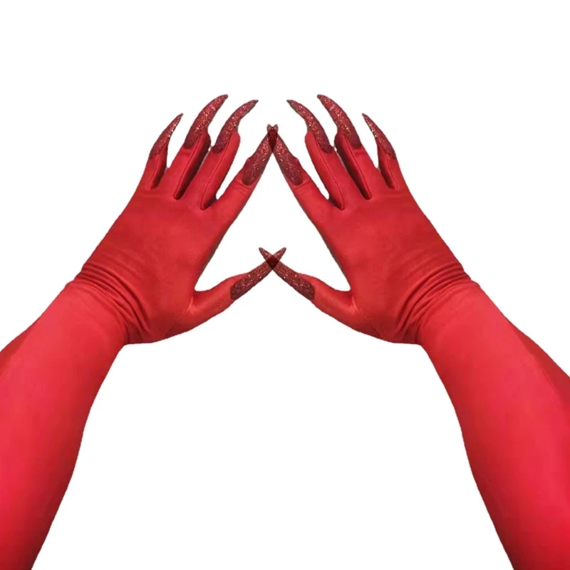 Life Like Red Claw Gloves Adult Role Play Costume Fingernail Glove Stage Props