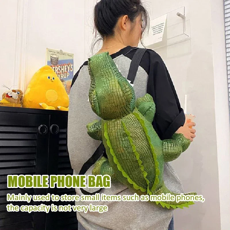 Cute Crocodile Doll Backpack Kawaii Simulation Animal Mobile Phone Bag Adult Children Snack Bag Plush Toy Birthday Gift