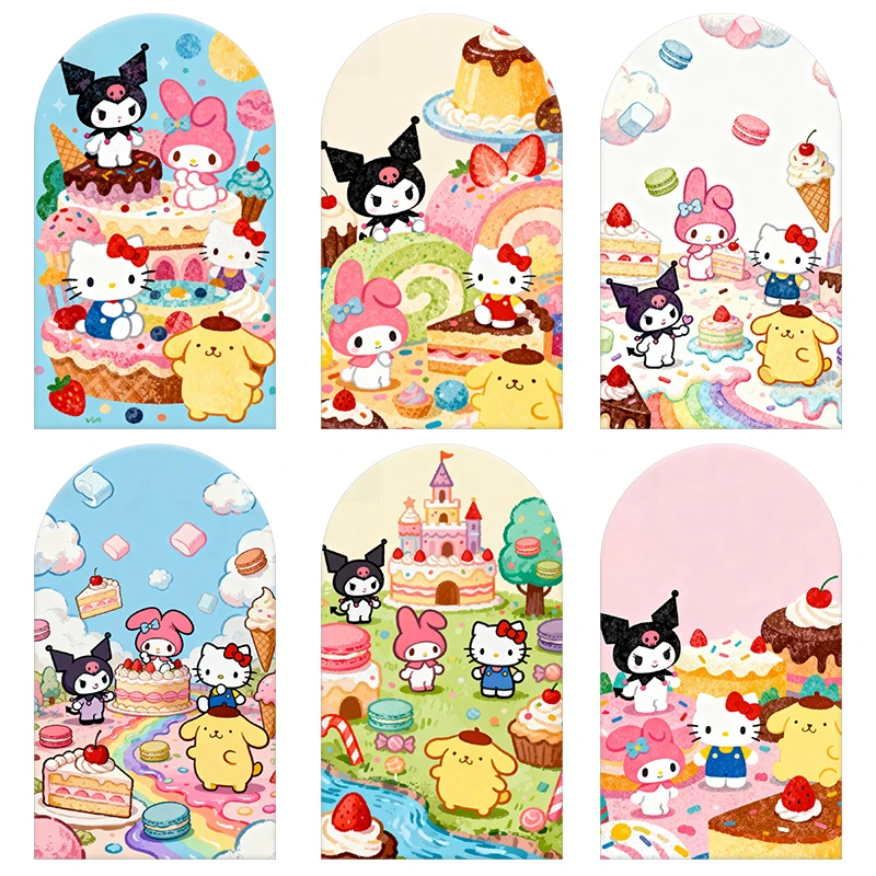 

Sanrio Cake Theme Arch Backdrop Cover Melody HelloKitty Child's Birthday Party Baby Shower Picnic DecorBackground Elastic Fabric
