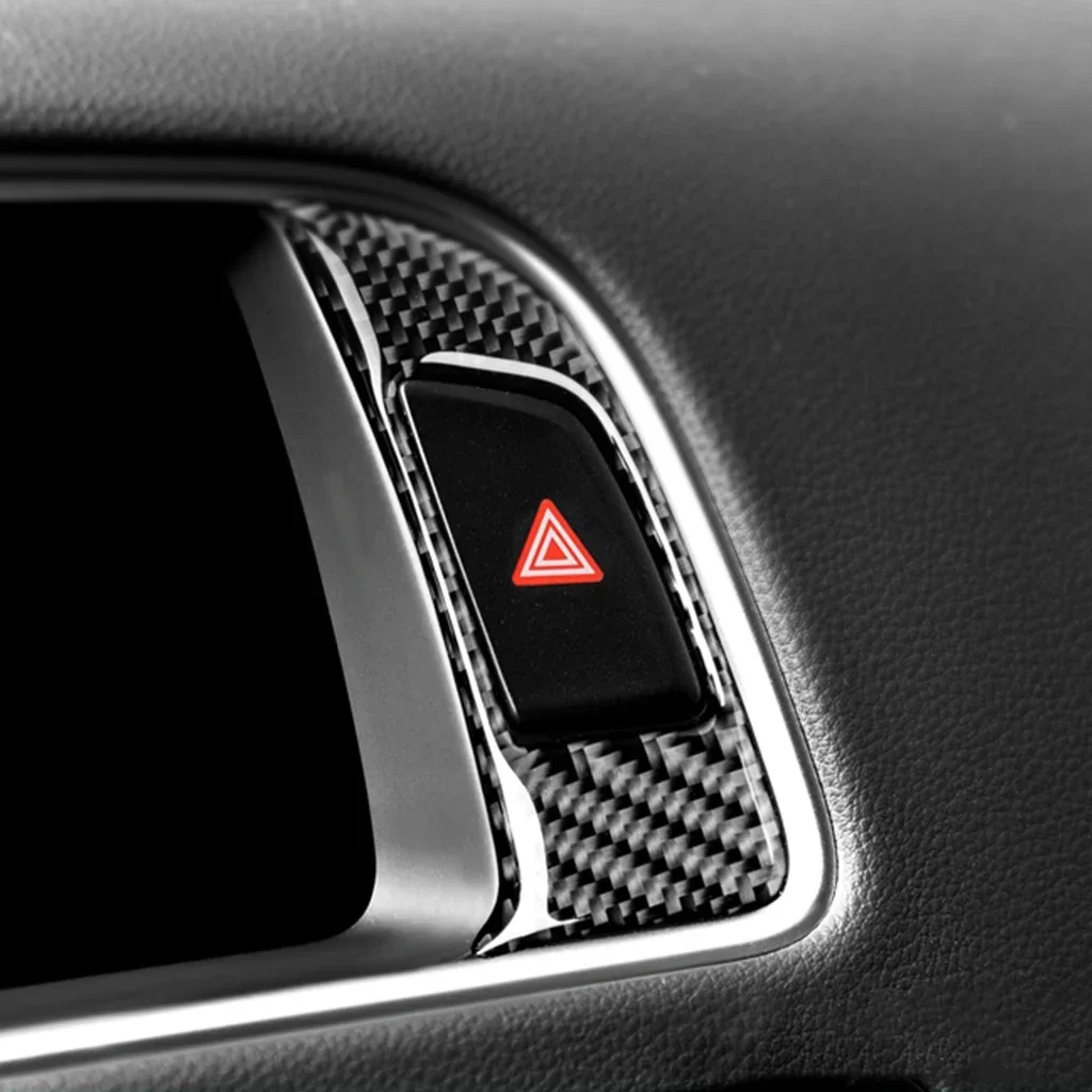 Car Accessories Interior Warning Lights Button Frame Trim for Audi Q5 SQ5 8R A4 S4 B8 2009-2017  Carbon Fiber Sticker - view 4