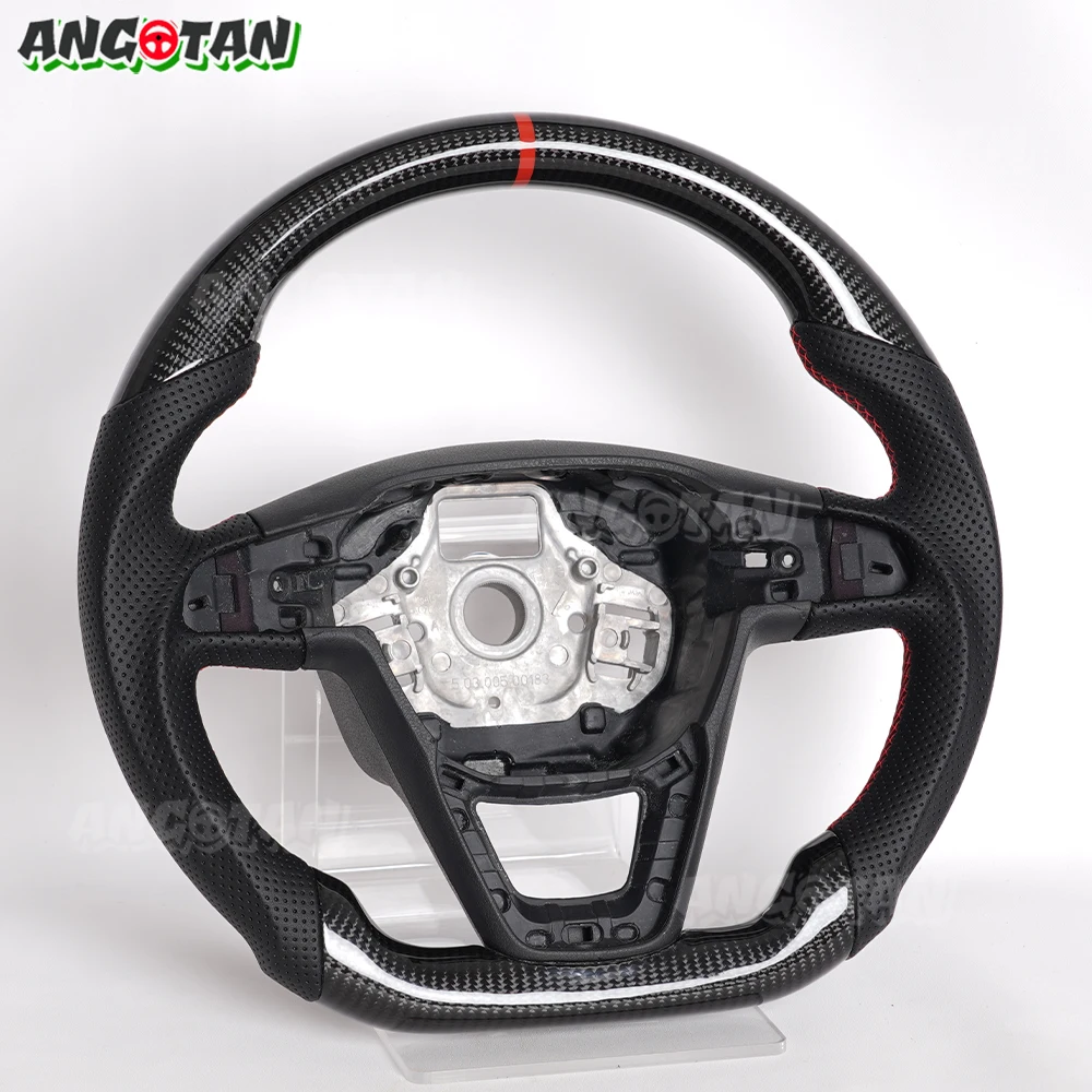 Real Carbon Fiber Steering Wheel For Seat Leon FR Cupra 5F MK3 MK4 Ibiza FR 6F Arona Ateca Leon ST 2013-2020 Leather Steering view 3