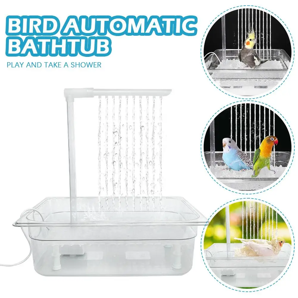 Automatic Cycle Shower For Birds Parrot Automatic Bathtub Small Bird Bathing Artifact Electric USB Plug And Play Cleaning S K3S7