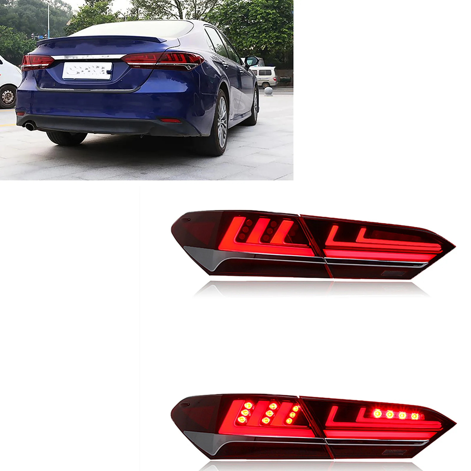 

Rear Lamp Red LED Tail Lamp Assembly Trunk Tailgate Lid Bumper Taillight Bulb Replacement Light For Toyota Camry 2018-2019 Sedan