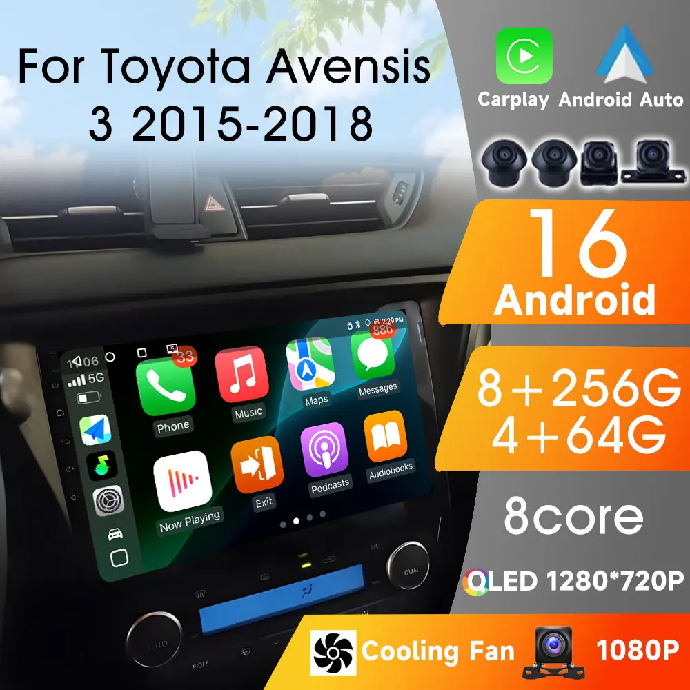 

Car Radio For Toyota Avensis 3 2015-2018 Autoradio Multimedia 8Core WIFI GPS Car Video Carplay Android Auto Wireless Stereo
