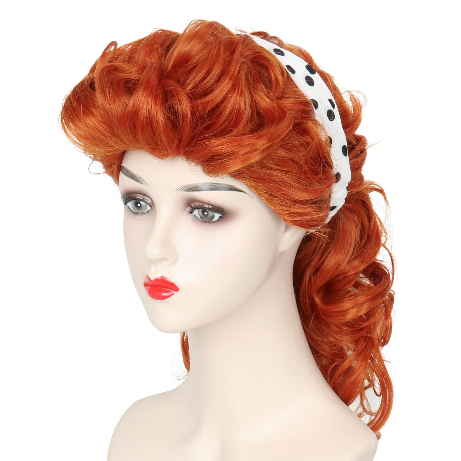 

Lucy Halloween Costume Wig Copper Red Women Adult Lucille 50's Housewife Wigs