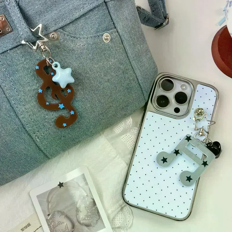 Cute Acrylic Keychain with Star and Musical Note Creative Trendy Backpack Accessories for Teenagers