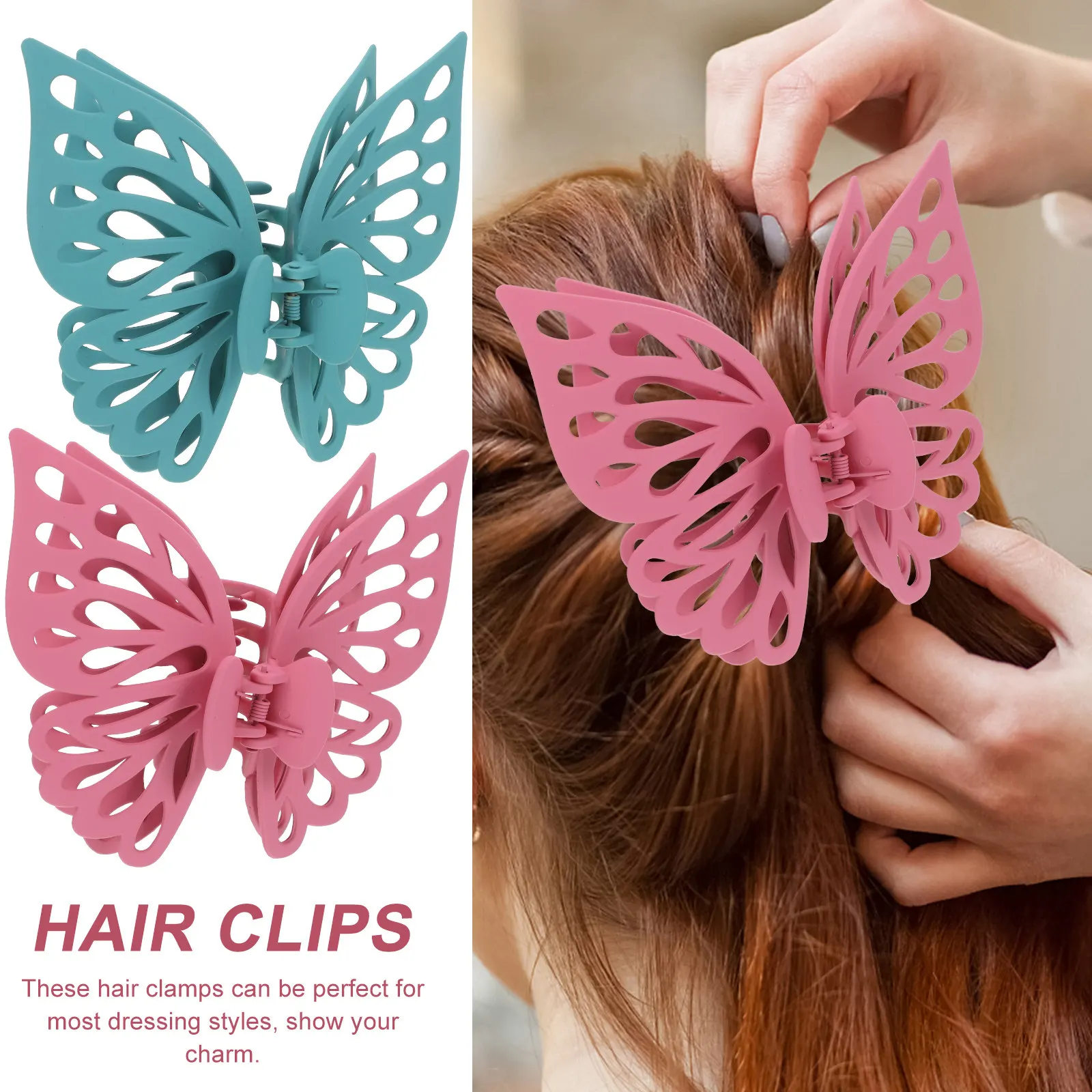 

2Pcs Matte Butterflies Hair Clips for Women Premium Sturdy Jaw Clip Barrettes for Long Thick Hair Parties Weddings Prom