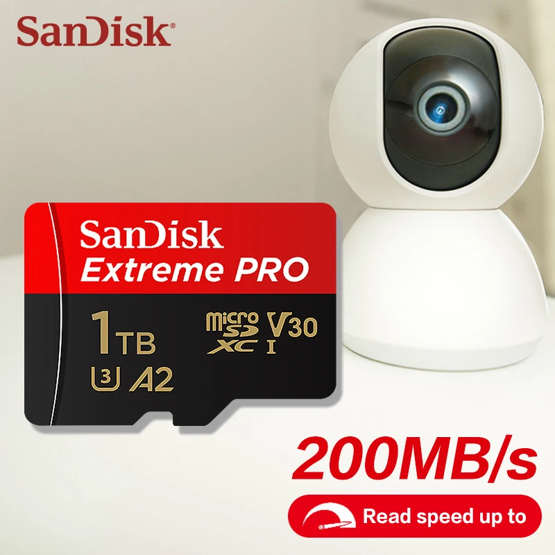 Karta SanDisk Extreme PRO MicroSDXC 32GB 64GB 128GB 256GB 512GB 1T UHS-I U3 A2 V30 Prędkość odczytu 200MB/s z adapterem SD, obsługa wideo 4K — zdjęcie produktu 2