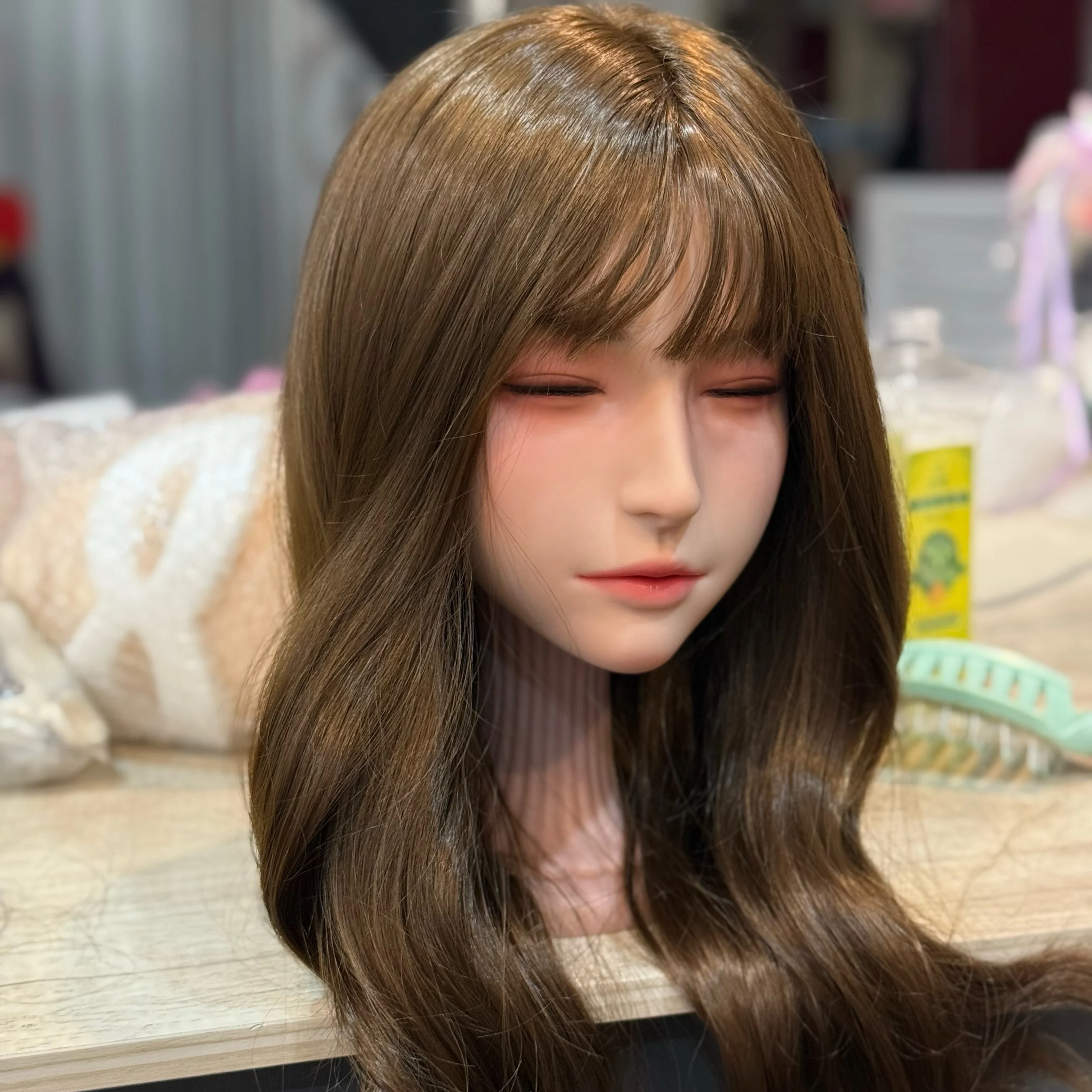 Nova cabeça de silicone, transplante de cabelo e sobrancelhas, pode abrir a boca, emparelhada com uma boneca acima de 125 cm, interface M16