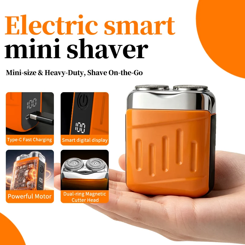 Portable Mini Magnetic Attraction Double-Head Fast Charging Men's Electric Shaver Digital Display Razor for Smooth Shaving