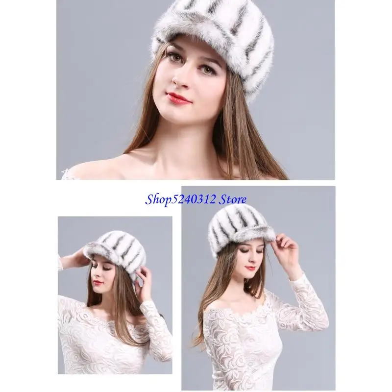 634C Furry Mink Furs Fisherman Hat Soft and Warm Breathable Hat for Winter Activity Everyday Use Women Men Headwear