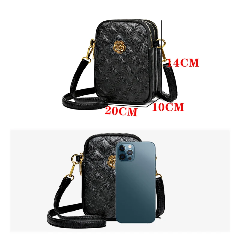 New 100% Authentic Leather Womens Shoulder Bag Luxury Brand Women Crossbody Bags Multi Pocket Large Capacity Phone Bolsas Wallet