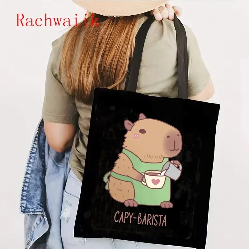 Damska torba shopper z kapybarą, płócienna torba na ramię, ekologiczna torba na zakupy w stylu Harajuku, damska torba na zakupy, damskie torby dekoracyjne