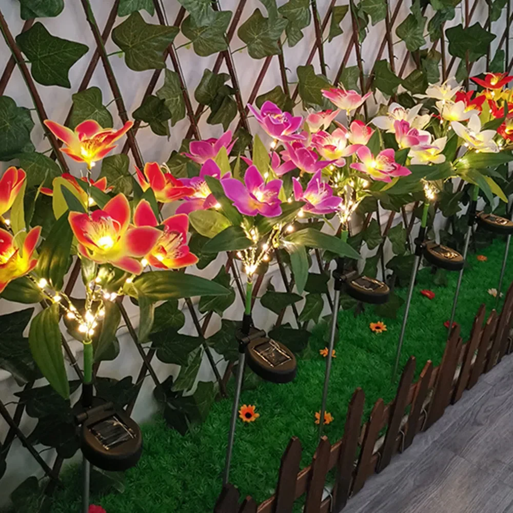 7 Head Solar Orchid Lawn Lamp Outdoor LED Decorative Lights Lamp for Backyard Garden Street Patio Christmas Wedding Decoration