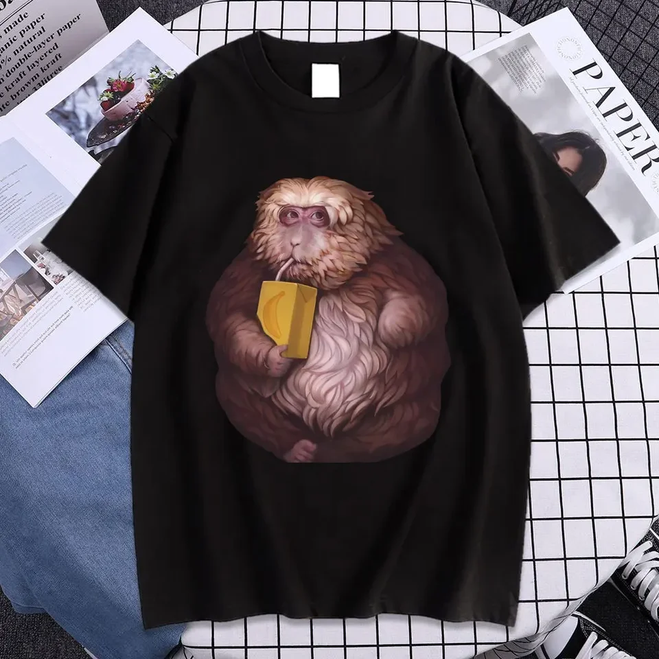 面白い Zoon XingXing 猿グラフィックプリント Tシャツ夏の綿半袖 T