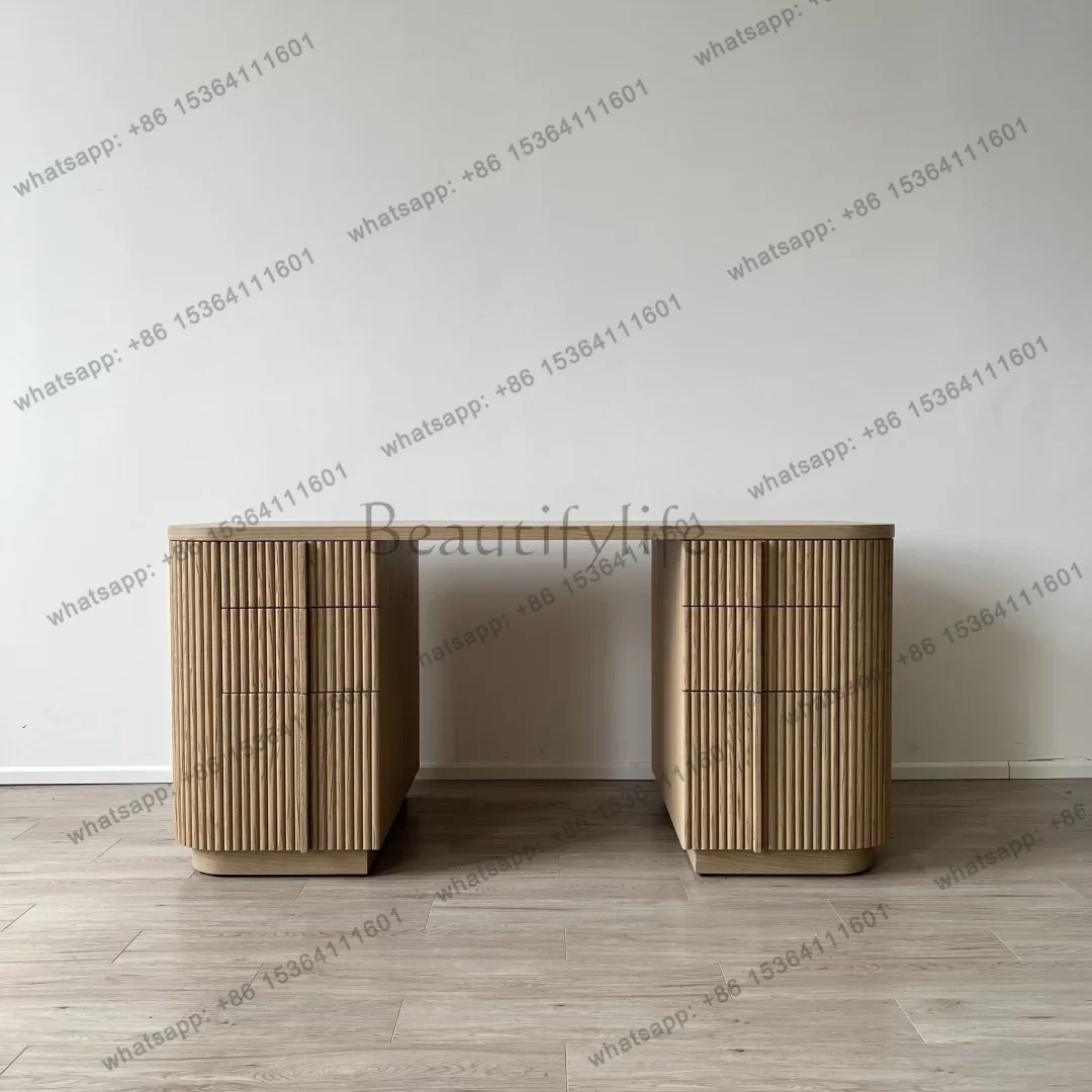 

American solid wood desk retro simple drawer storage desk