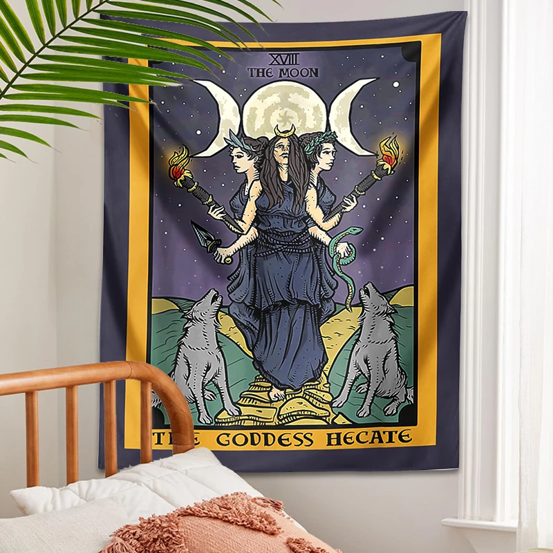Tarot moon Tapestry Wall Hanging Mandala the goddess hecate Hippie Astrology Divination Witchcraft Background Wall Decoration