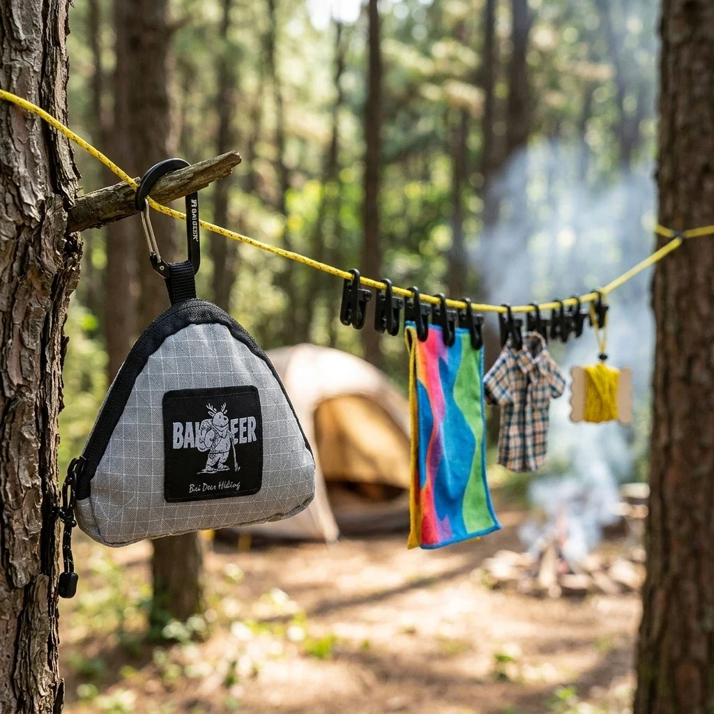 Travelers Clothesline Retractable Hanging Line with Windproof Clips for Camping Hiking Hotel Tent Nylon Rope Laundry Storage