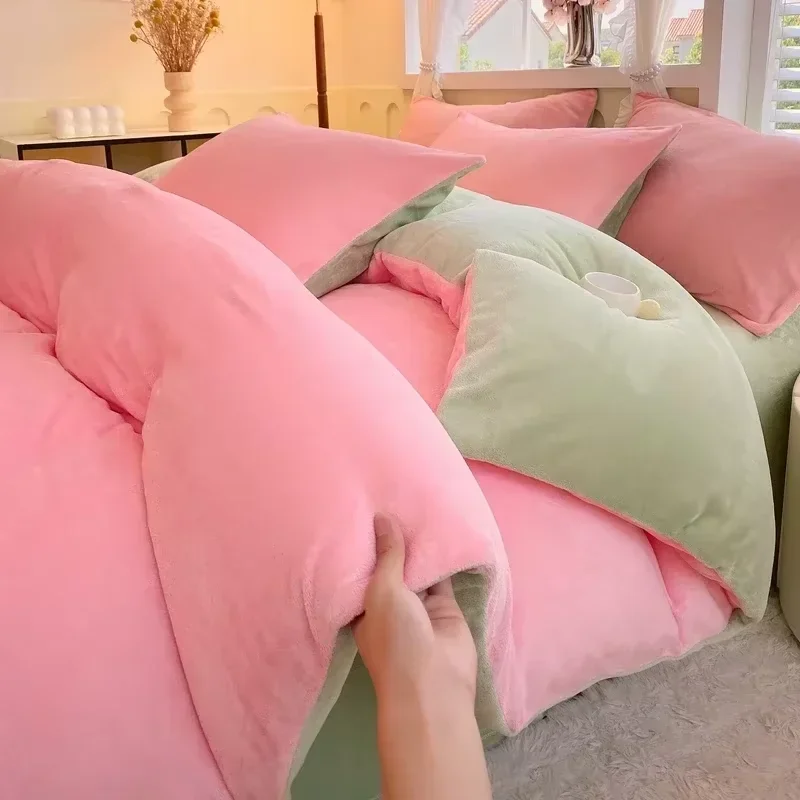 Bild 3: Neue einfarbige High Gram Heavy Milk Velvet Einzelprodukt-Bettbezug, verdicktes warmes Fleece, große Doppelbettwäsche
