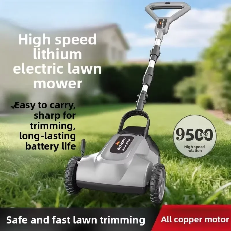 Cordless Electric Lawn Mower for Small Gardens Lightweight High-Torque Lithium-Ion Powered Push Mower with Adjustable Cutting