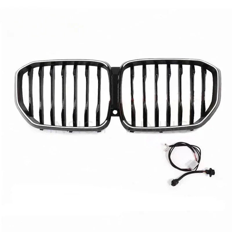 New Coming Led Grille With Light Glossy Black Color Single Wires Front Grill For X5 G05 Car Grills 2019+