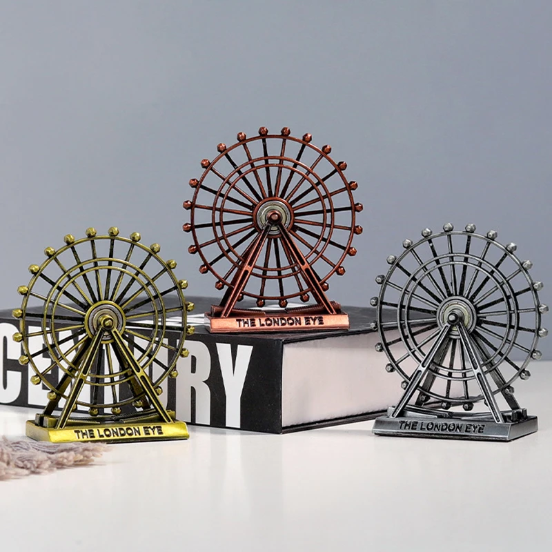 London Eye Ornament Art Figurine Retro Rotatable Ferris Wheel Model Nordic Handicraft Creative Desktop Accessories Home Decor