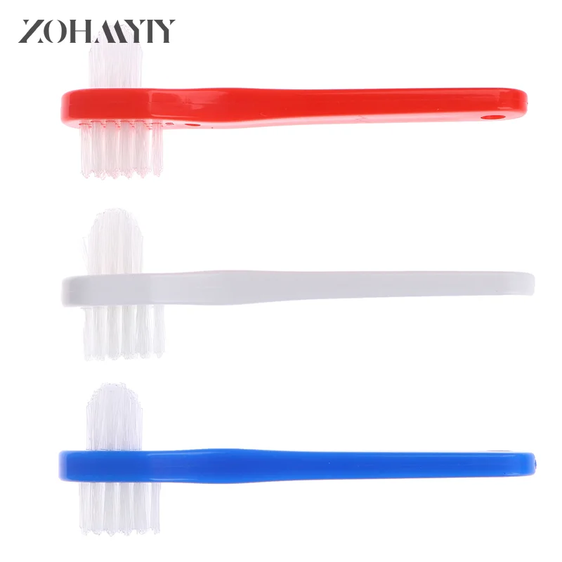 T-shape Denture Dedicated Brush Toothbrush Dual Head False Teeth Brushes Cleaner