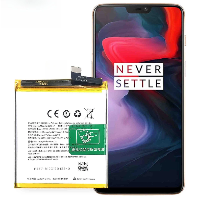 OnePlus 6 A6001 정품 최신 생산 전화 배터리 + 도구 용 새로운 BLP657 3300mAh 교체 용 휴대 전화 배터리