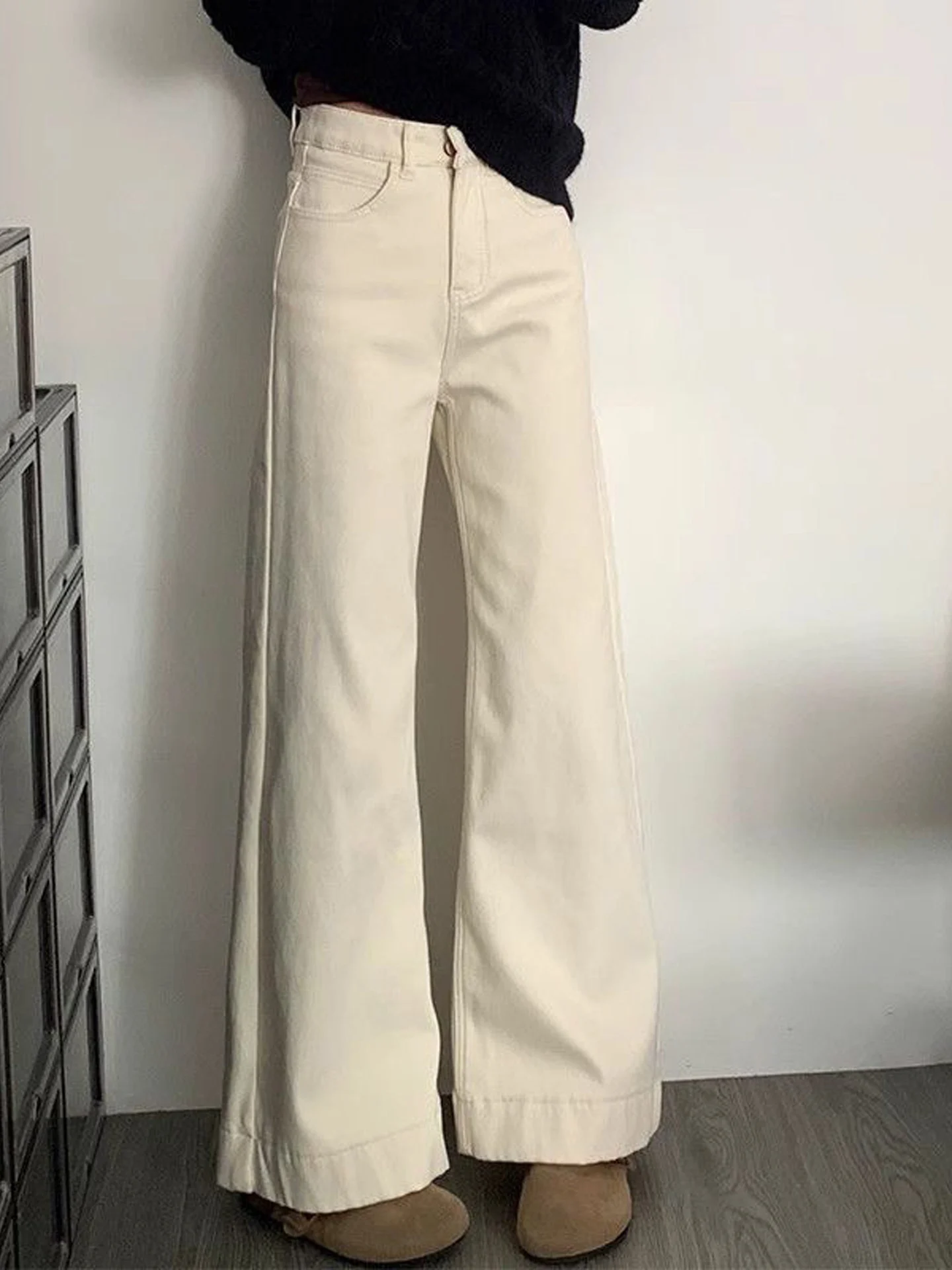 American Style High Waist Wide Leg Jeans Women's Fashion Slimming Denim Pants Autumn New Design Loose Fit Casual Trousers