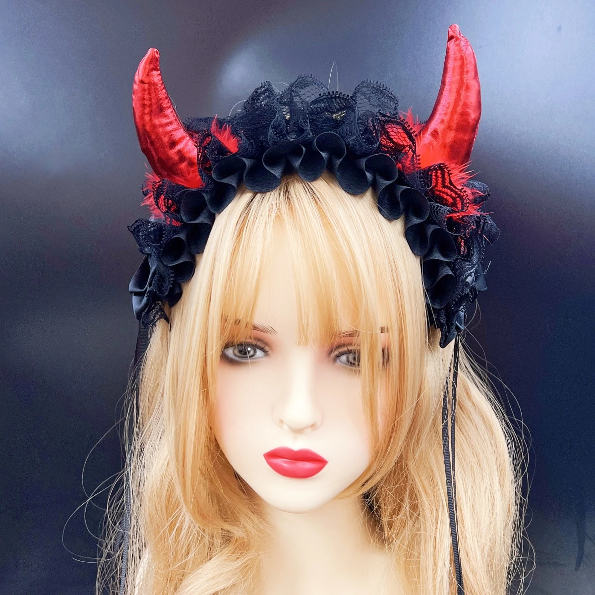 

Black Punk Halloween Costume Devil Horns Headband Fancy Dress Cosplay Headband Cartoon Ghost Hairpin for Carnival Party