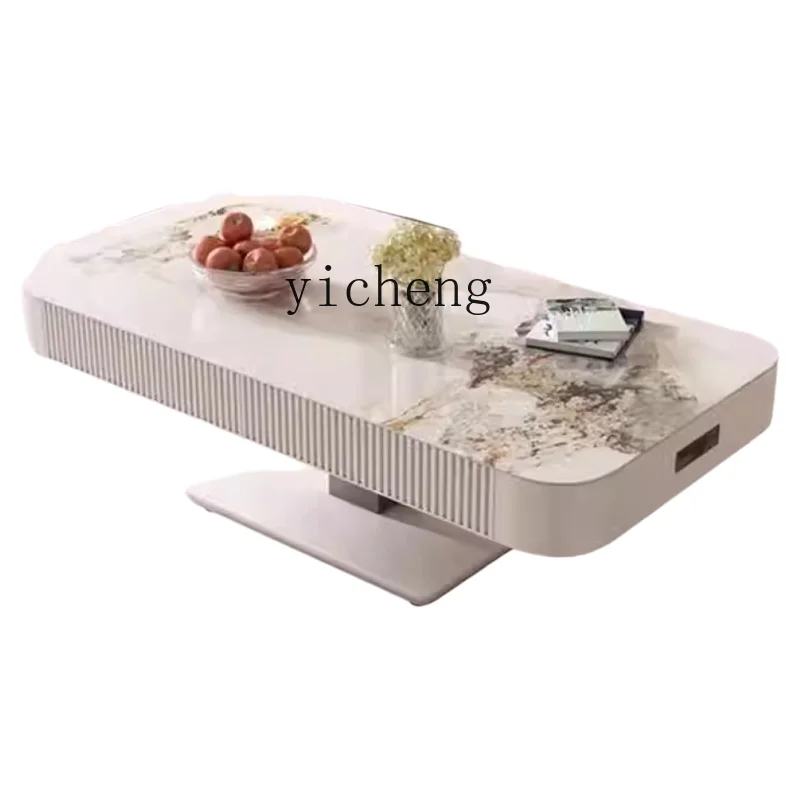 

ZZ lifting mobile electric heater rock slab coffee table dining table telescopic dual-purpose small apartment living room