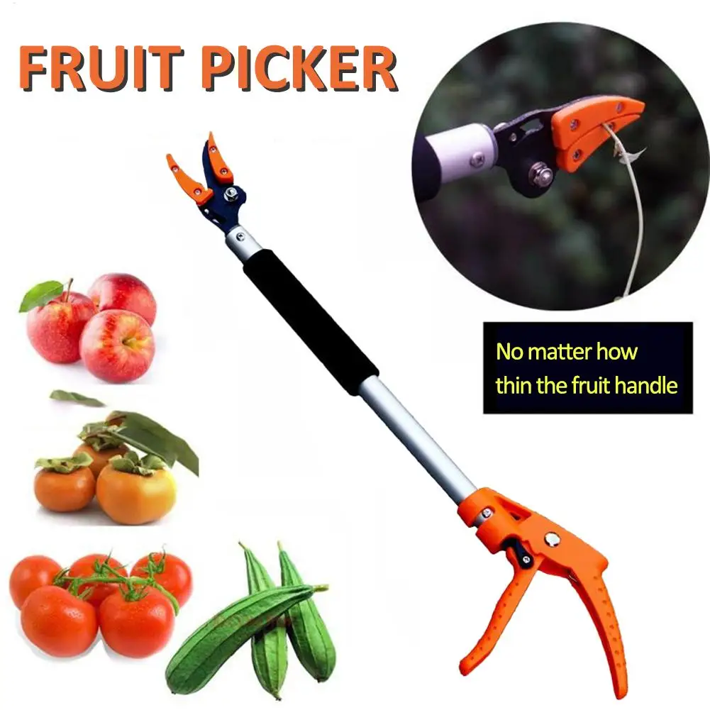 Cutting Fruit Picker Branch Cuttter 1/2 Inch Extra Long Reach Pruner Cut And Hold Bypass Pruner Tree Cutter For Garden
