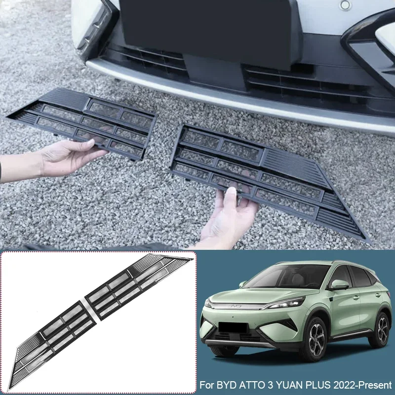Car Modify Front Buckle Insect Proof Net Front Bumper Center Intake Grille Cover Accessor For BYD ATTO 3 EVO YUAN PLUS 2022-2026