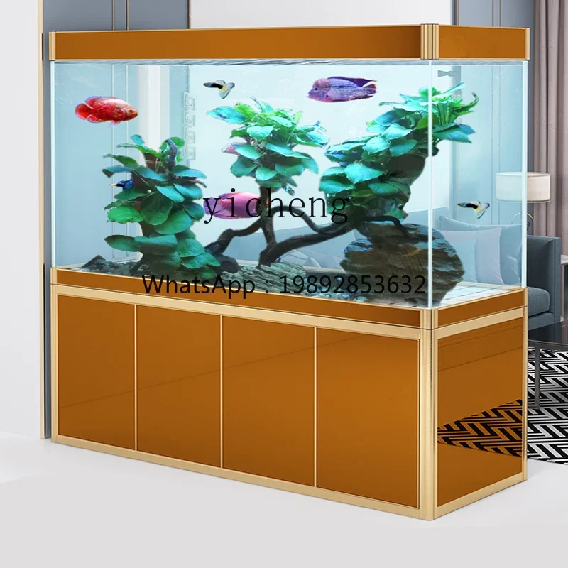 XJ-1  large living room floor-to-ceiling water-free household medium-sized screen bottom filter ultra-white arowana tank
