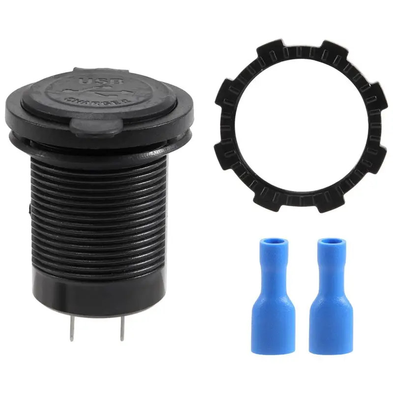 AU33-12V-24V Car Vehicle Waterproof 5V 2.1A + 2.1A Dual USB Power Sockets Outlet