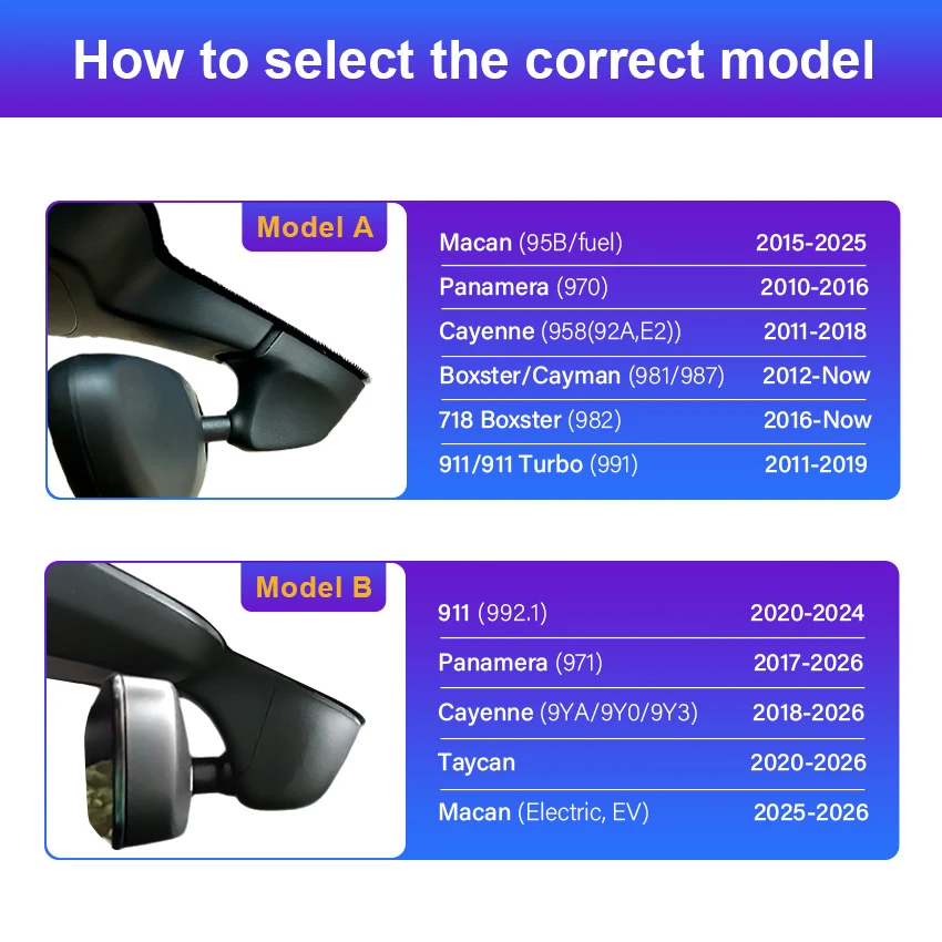 4K Plug And Play Easy Installation Wifi Car DVR Dash Cam For Porsche Cayenne/Macan/911/Taycan/Panamera/718 Boxster & Cayman