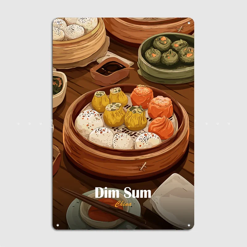 Dim Sum Feast Vintage Poster Metal Sign Custom Bedroom Room Decor Home Decor Posters Wall Decoration