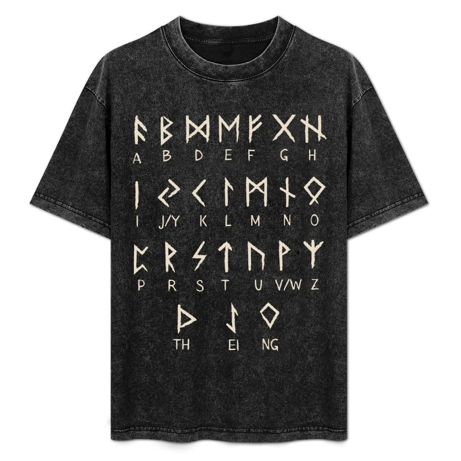 Runic Alphabet Elder Futhark Runes T-Shirt Non-Shrink Basic Cotton T-Shirt