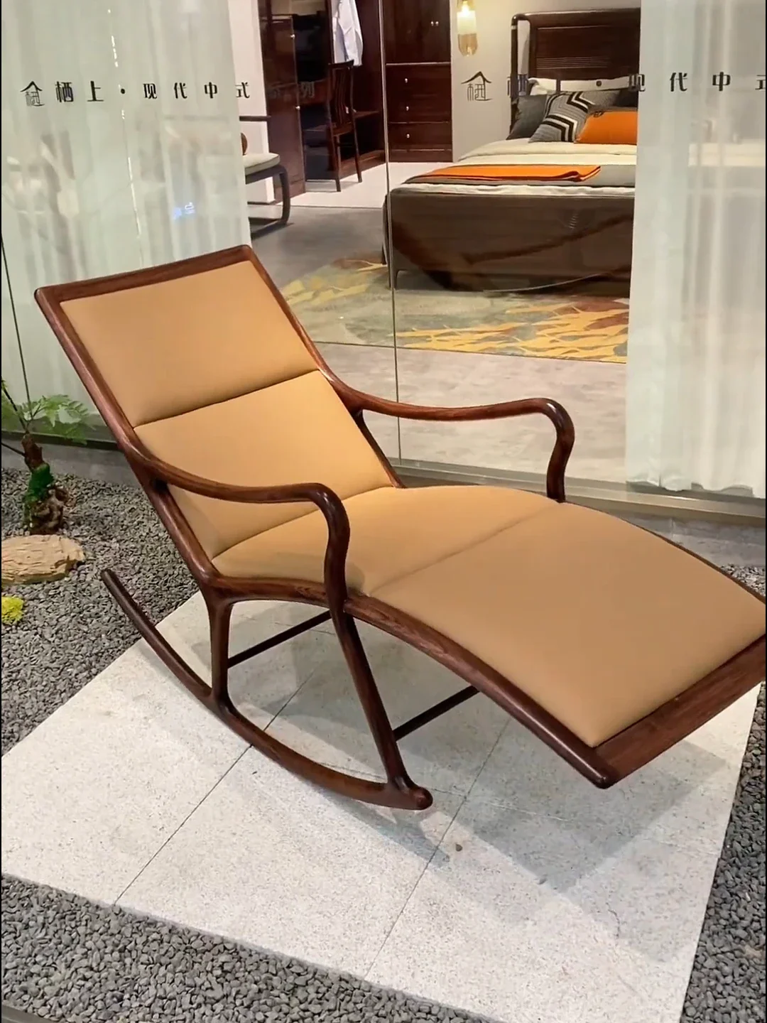 

New Chinese ebony rocking concubine reclining chair solid wood lazy sofa balcony simple family nap chair