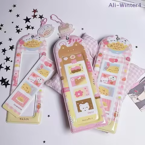 【Winter4】Cute 4 Grid Card Holder Korea Idol Mini Card Storage Pendant PVC Photocard Holder Transparent Card Case Bookmark Holder
