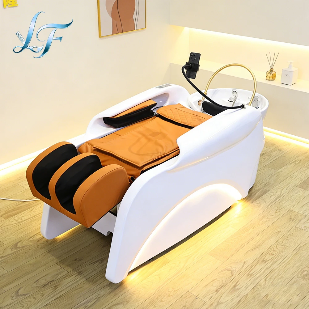 Electric Massage Shampoo Bed Multifunctional Lying Head Therapy Bed With Constant Temp Water Circulation And Fumigation Salon