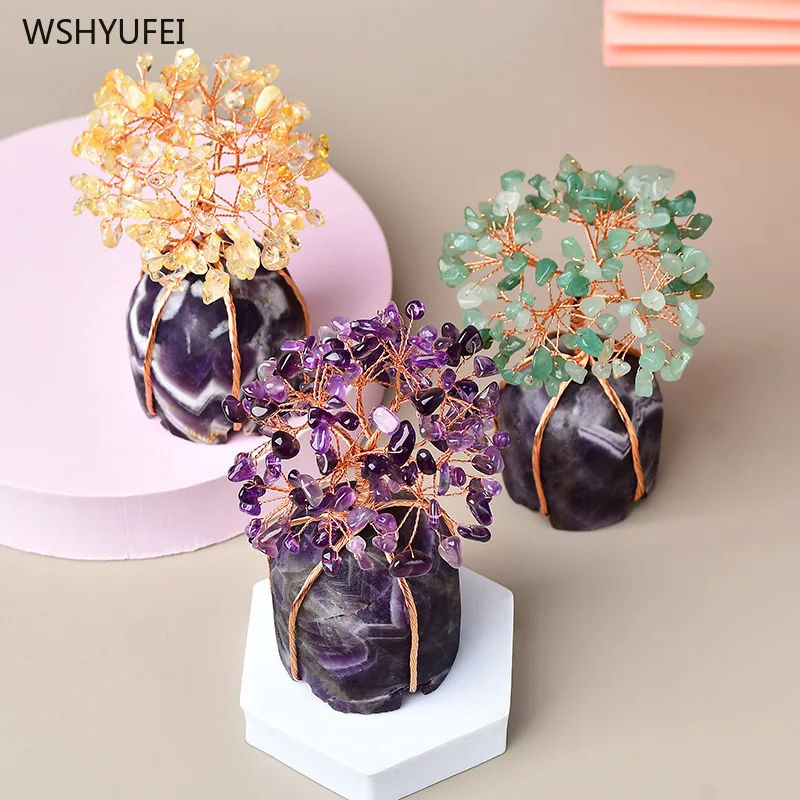 Imagem -03 - Crystal Wealth Tree Ornamentos de Pedra Originais Desktop Home Decoration Absorver Housewarming Presentes Abrindo Presentes 1pc Natural