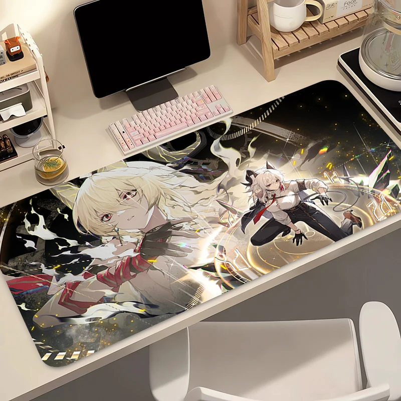 لوحة ماوس ألعاب من السيليكون W-Wuthering W-Waves Zani لوحة مفاتيح كبيرة لوحة ماوس توبوغرافية للوحة المفاتيح مع حصيرة طاولة مضادة للانزلاق