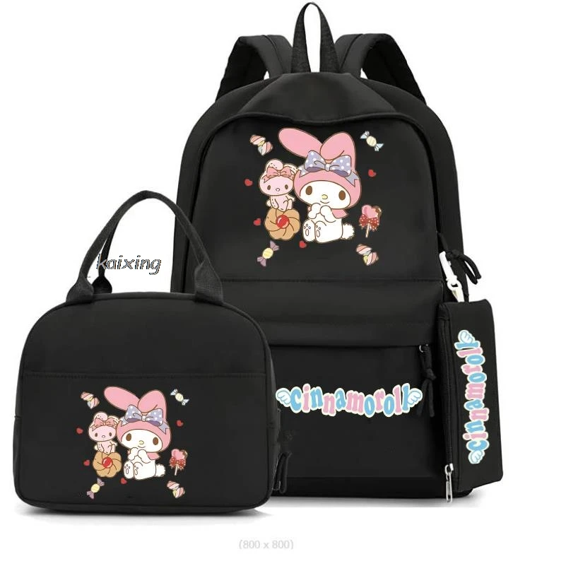 New 3Pcs Cinnamoroll Melody Backpack With Lunch Bag Rucksack Casual School Bags for Student Teenagers Sets Birthday Gift