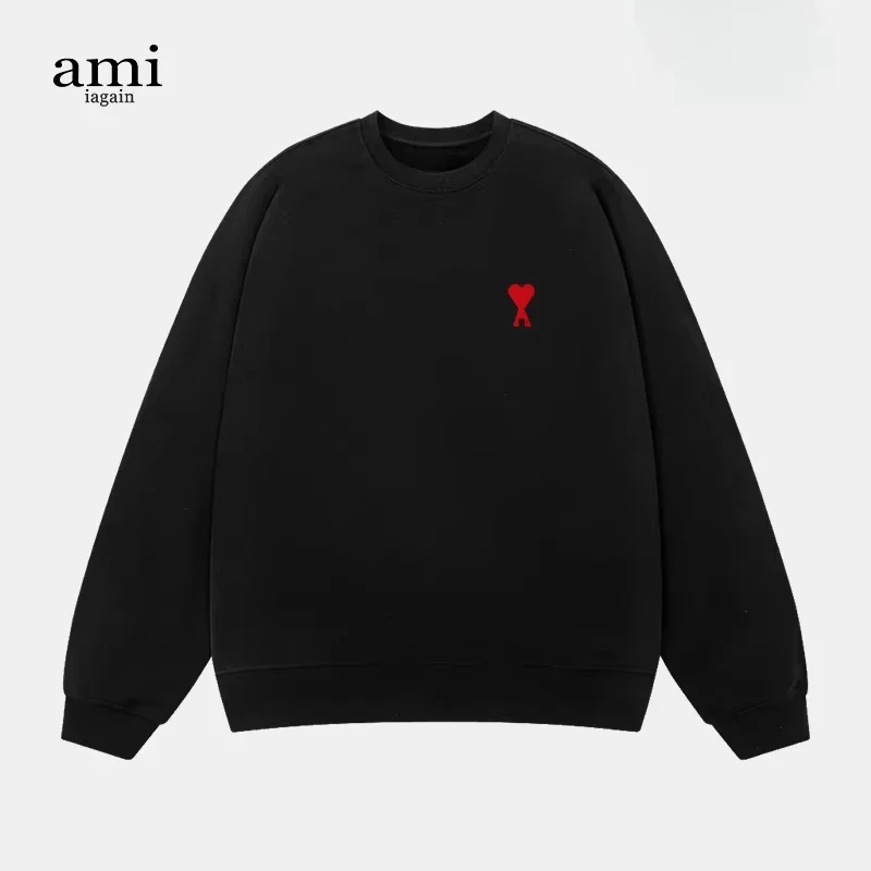 New Trend Fashion Luxury French Brand AMI Casual Sports Couple Shirt High Quality Cotton Men's and Women's Top Pullover Sweater