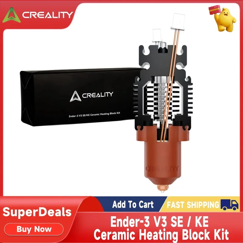 Creality Ender‑3 V3 SE/KE Ceramic Heating Block Kit, 600mm/s 300℃ 60W 0.4mm Quick‑Swap Nozzle for 3D Printer Upgrade