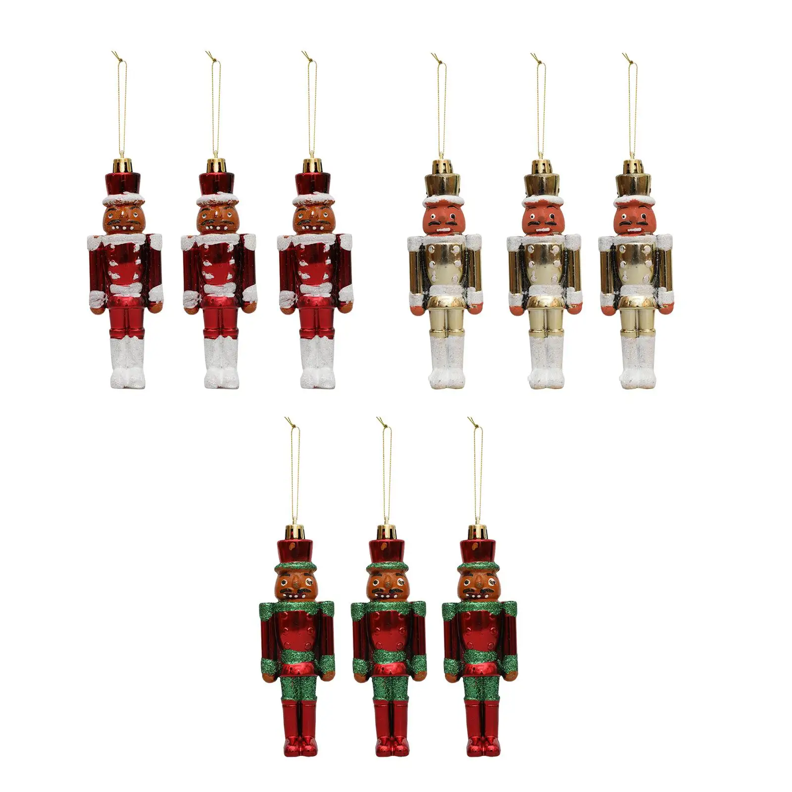 3 Pieces Christmas Tree Nutcracker Pendants Christmas Decoration Party Decor Collectible Creative Charm Sculpture for Holiday