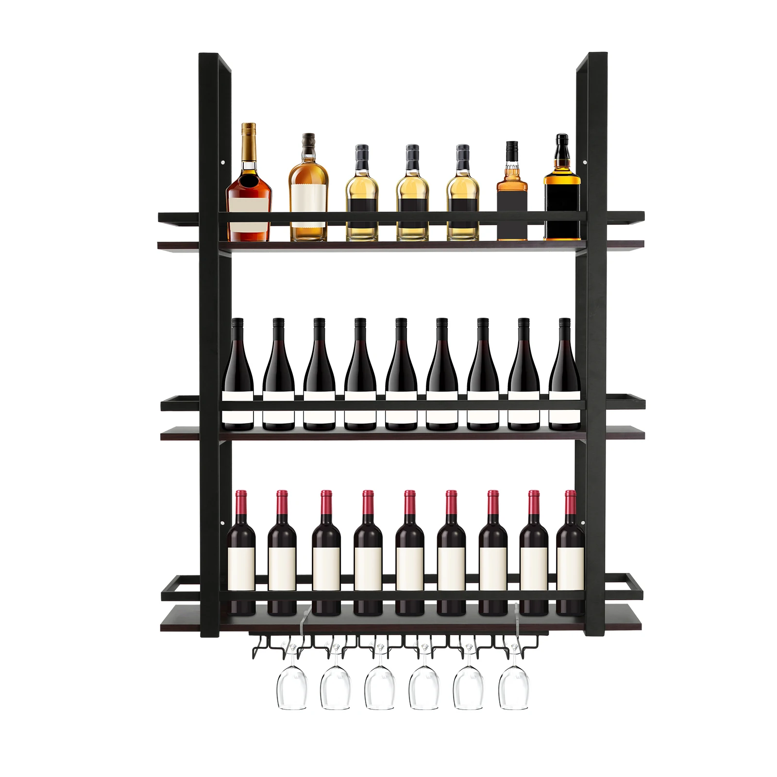 

Трехуровневые металлические плавающие полки для демонстрации алкогольных напитков