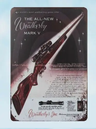 Weatherby Mark V Rifles metal tin sign plaque kitchen wall decor